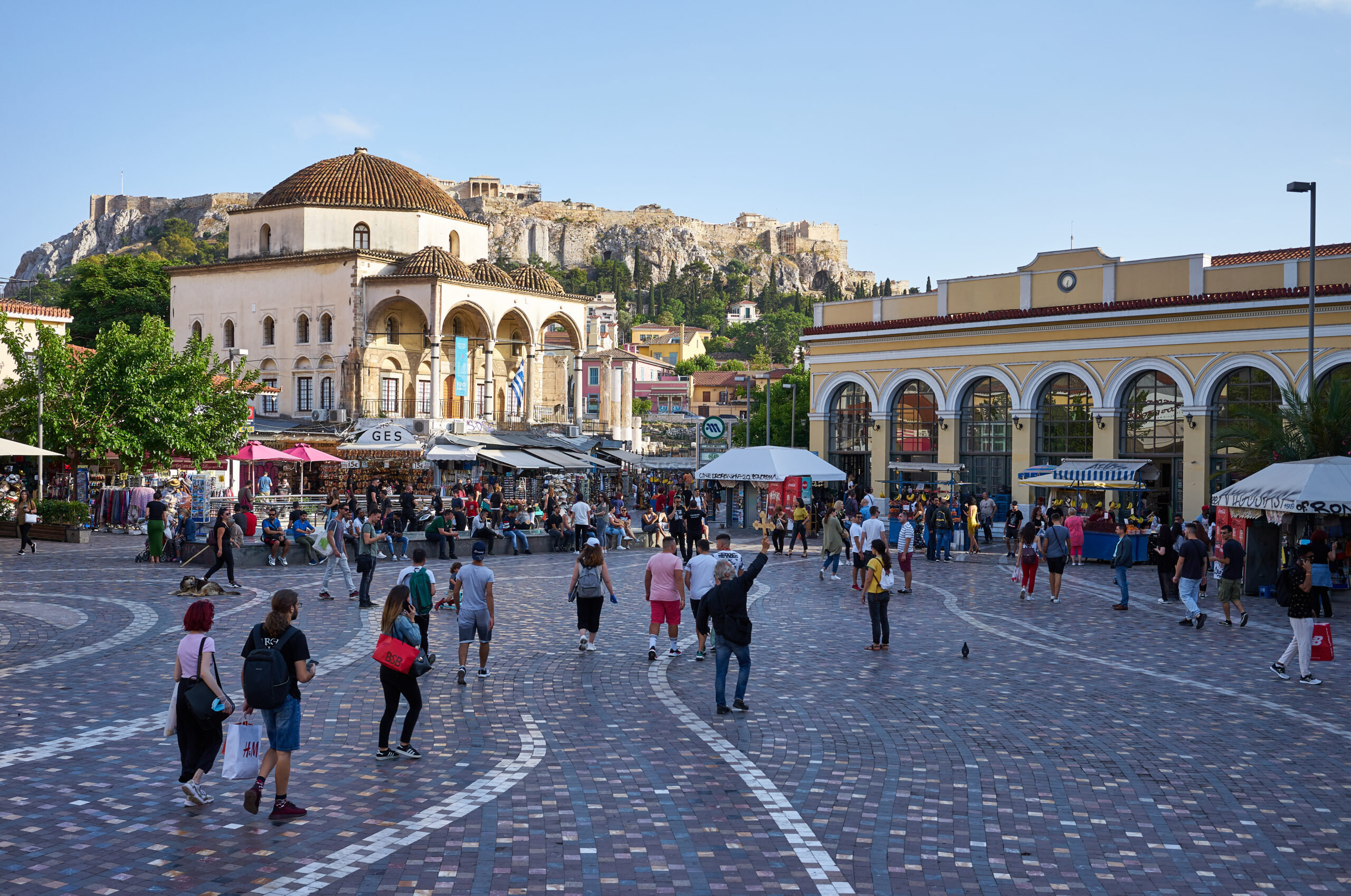 Monastiraki Square in central Athens, where the airport metro line arrives